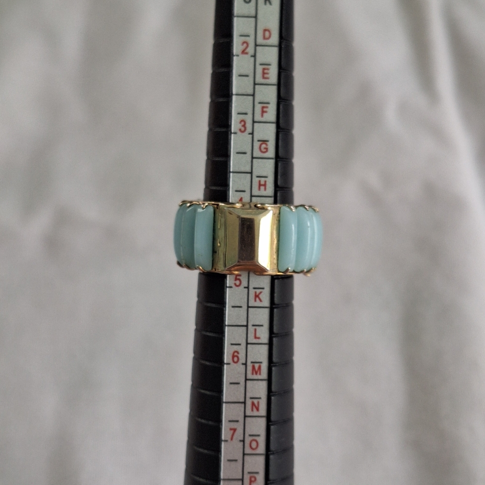 Gold Ring with Blue Baguette Stones
